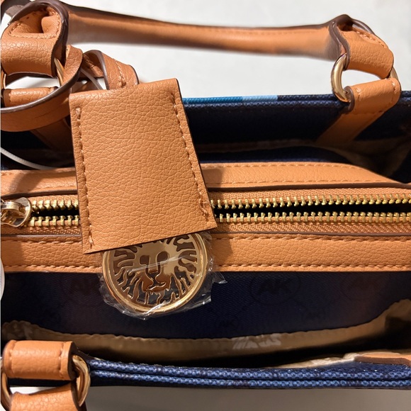 Anne Klein Navy and Tan Satchel - Picture 7 of 14